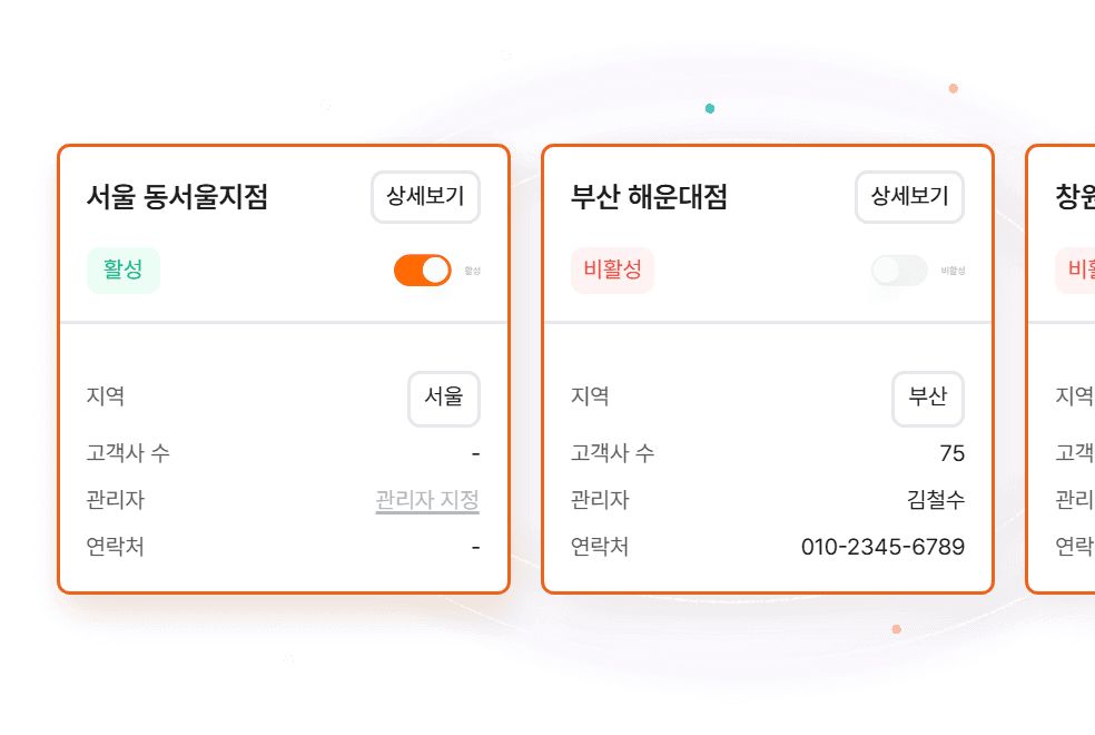 다지점 통합 관리 화면 예시